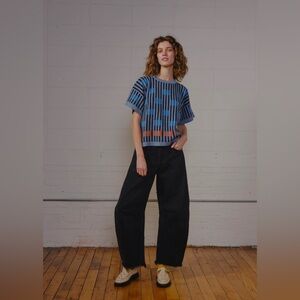 The Endery Bauhaus Short Sleeve Sweater Tee - Neptune